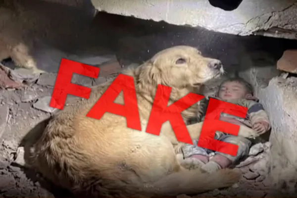 Венесуэладағы баланы үйінді астынан құтқарған ит фотосы — фейк
